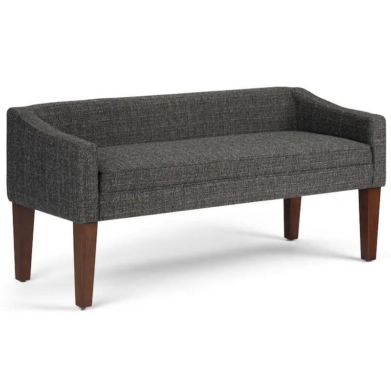 Banc rembourré contemporain avec dossier bas et accoudoirs incurvés – Siège d'appoint en mousse haute densité