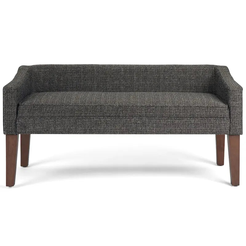 Banc rembourré contemporain avec dossier bas et accoudoirs incurvés – Siège d'appoint en mousse haute densité