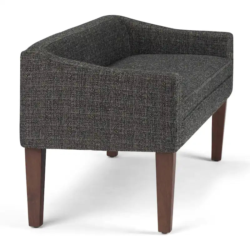 Banc rembourré contemporain avec dossier bas et accoudoirs incurvés – Siège d'appoint en mousse haute densité
