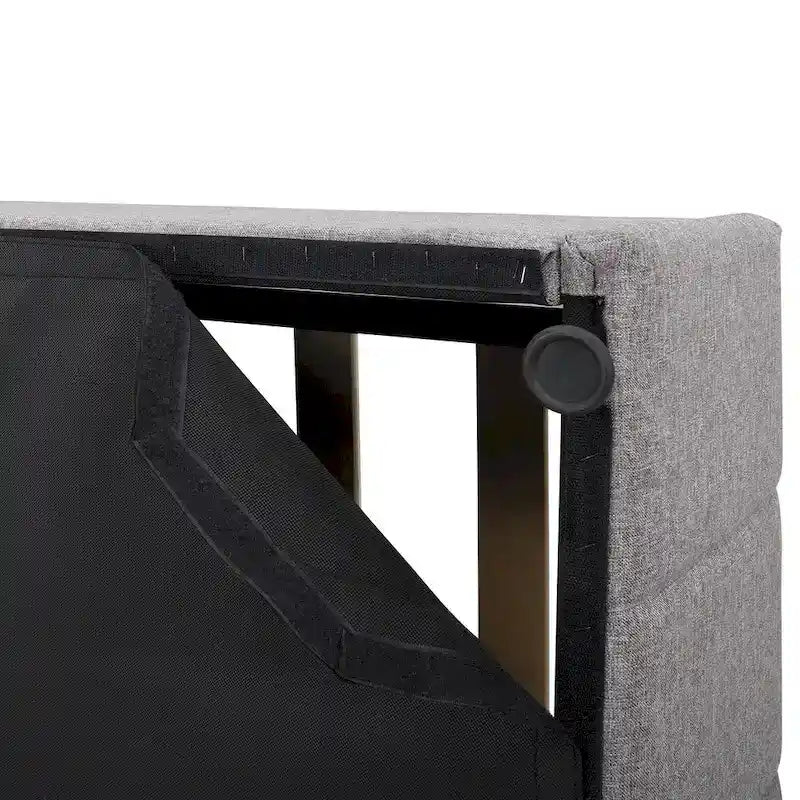 Lit plateforme rembourré avec système de rangement hydraulique, tissu en lin, taille double/grand.