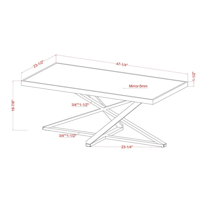 Table basse en acier chromé avec plateau en verre miroir – Table de salon glamour