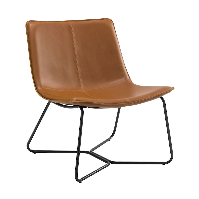 Fauteuil lounge inclinable en cuir Mid-Century Modern avec pieds en bois massif, fauteuil d'appoint individuel