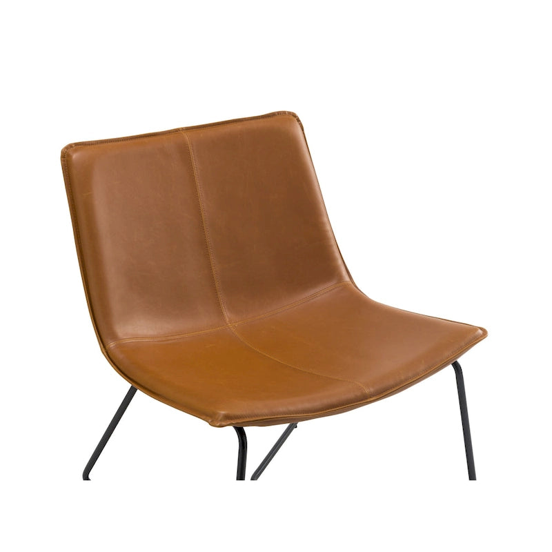 Fauteuil lounge inclinable en cuir Mid-Century Modern avec pieds en bois massif, fauteuil d'appoint individuel