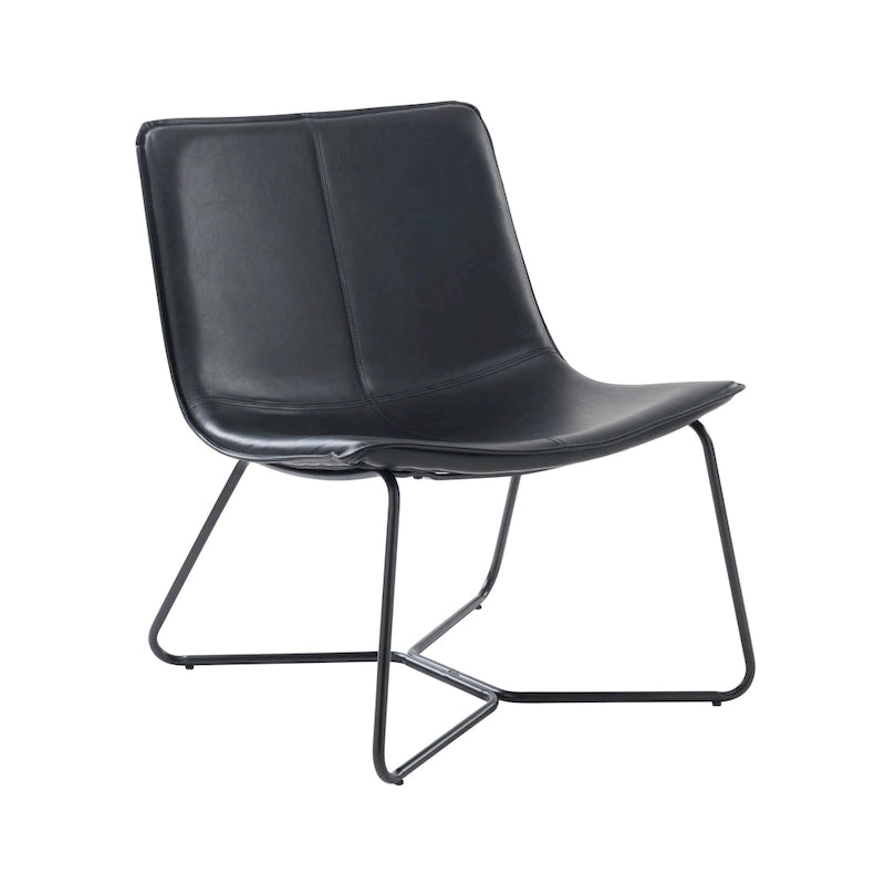 Fauteuil lounge inclinable en cuir Mid-Century Modern avec pieds en bois massif, fauteuil d'appoint individuel