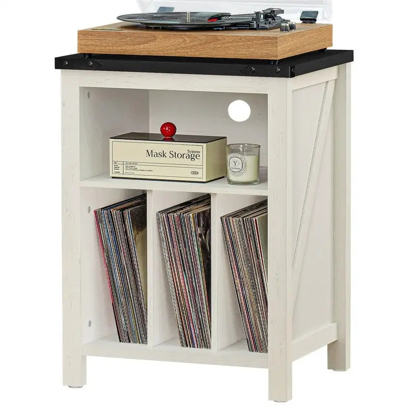 Table d'appoint en bois massif avec rangement pour disques vinyles, peut contenir 160 disques – 49,9 cm (l) x 73,7 cm (H)