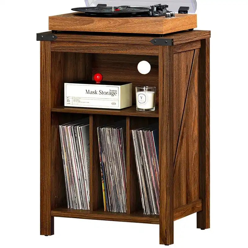 Table d'appoint en bois massif avec rangement pour disques vinyles, peut contenir 160 disques – 49,9 cm (l) x 73,7 cm (H)