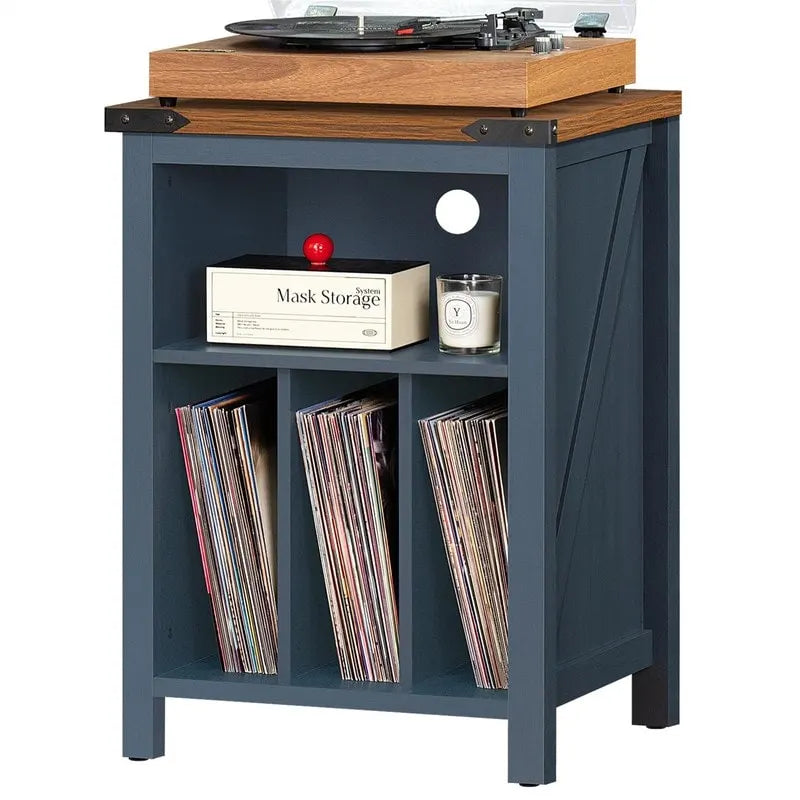 Table d'appoint en bois massif avec rangement pour disques vinyles, peut contenir 160 disques – 49,9 cm (l) x 73,7 cm (H)