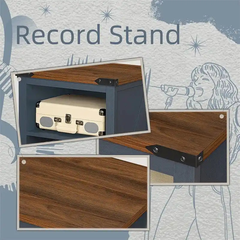 Table d'appoint en bois massif avec rangement pour disques vinyles, peut contenir 160 disques – 49,9 cm (l) x 73,7 cm (H)