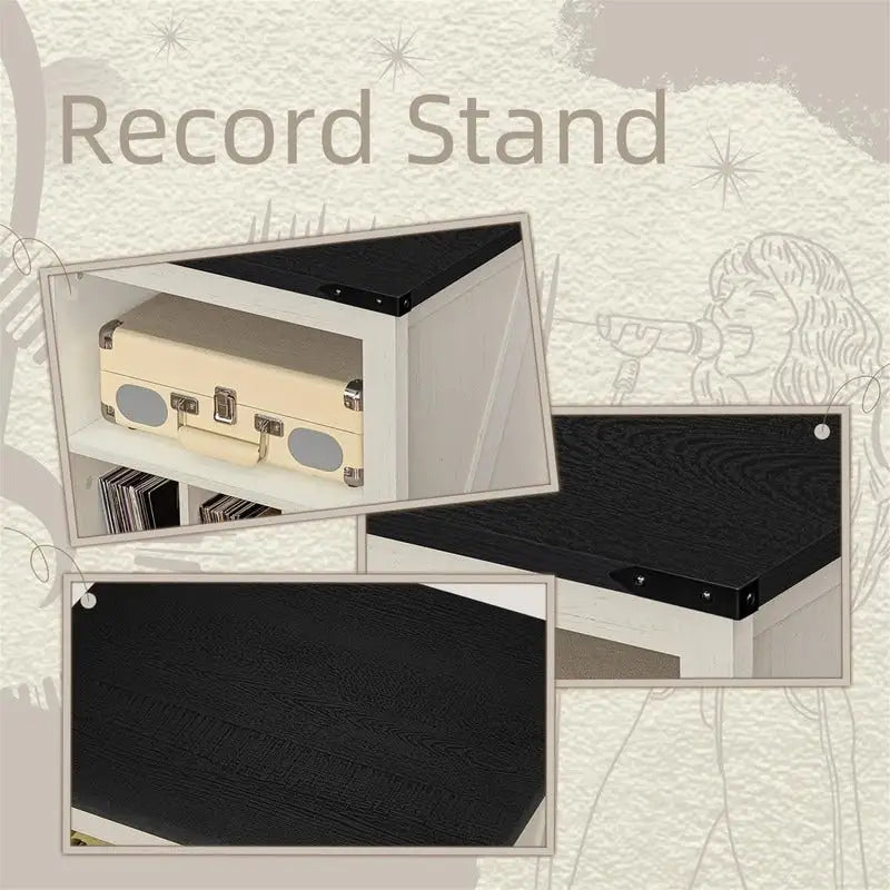 Table d'appoint en bois massif avec rangement pour disques vinyles, peut contenir 160 disques – 49,9 cm (l) x 73,7 cm (H)
