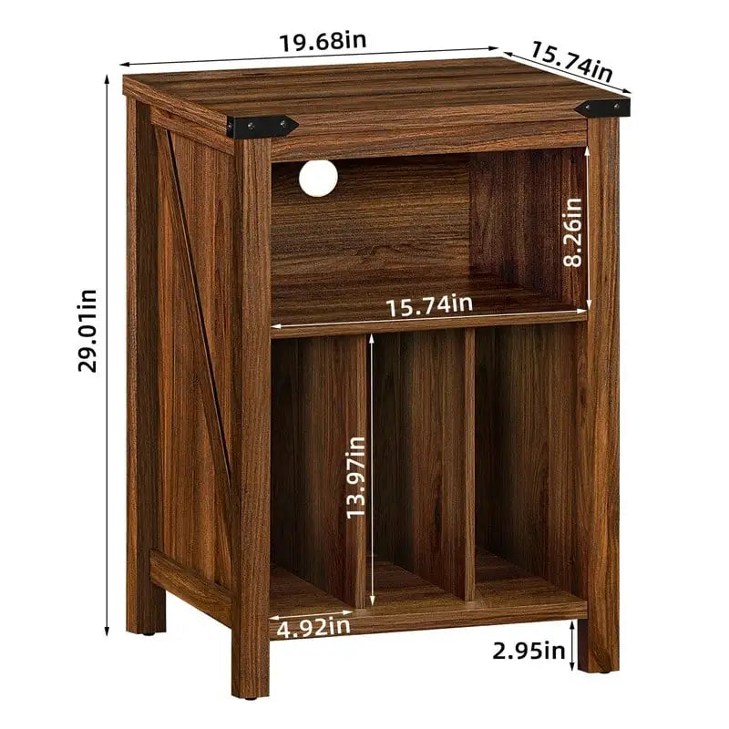 Table d'appoint en bois massif avec rangement pour disques vinyles, peut contenir 160 disques – 49,9 cm (l) x 73,7 cm (H)