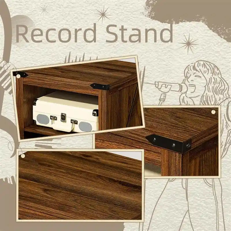 Table d'appoint en bois massif avec rangement pour disques vinyles, peut contenir 160 disques – 49,9 cm (l) x 73,7 cm (H)