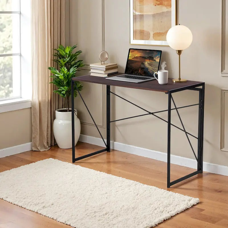 Bureau d'étude et d'écriture pliable simple, aucun assemblage requis – Table de bureau à domicile peu encombrante