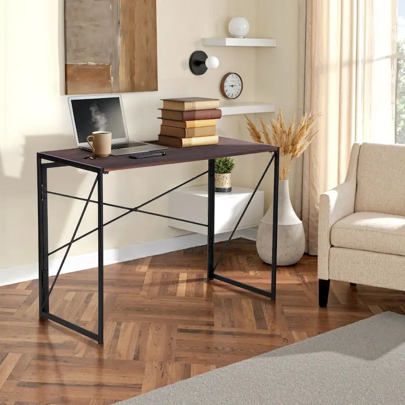 Bureau d'étude et d'écriture pliable simple, aucun assemblage requis – Table de bureau à domicile peu encombrante