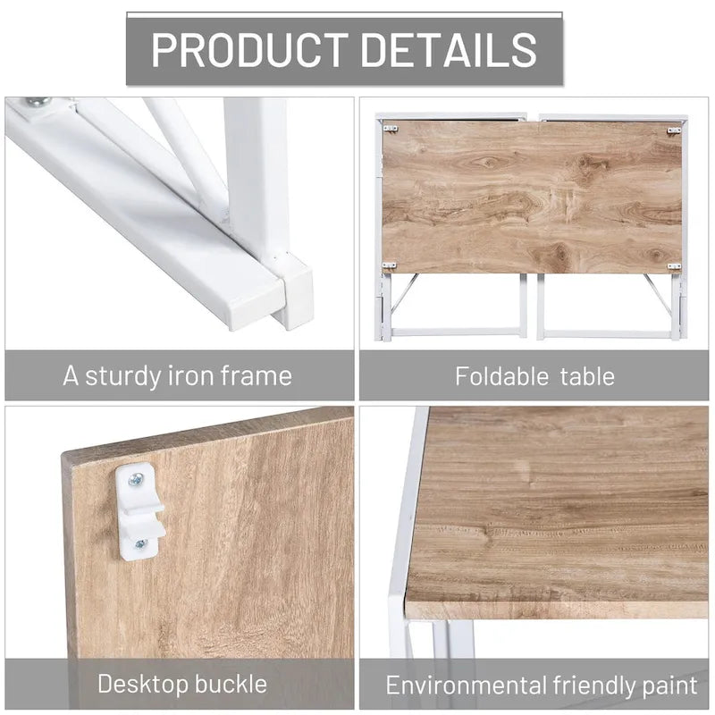 Bureau d'étude et d'écriture pliable simple, aucun assemblage requis – Table de bureau à domicile peu encombrante