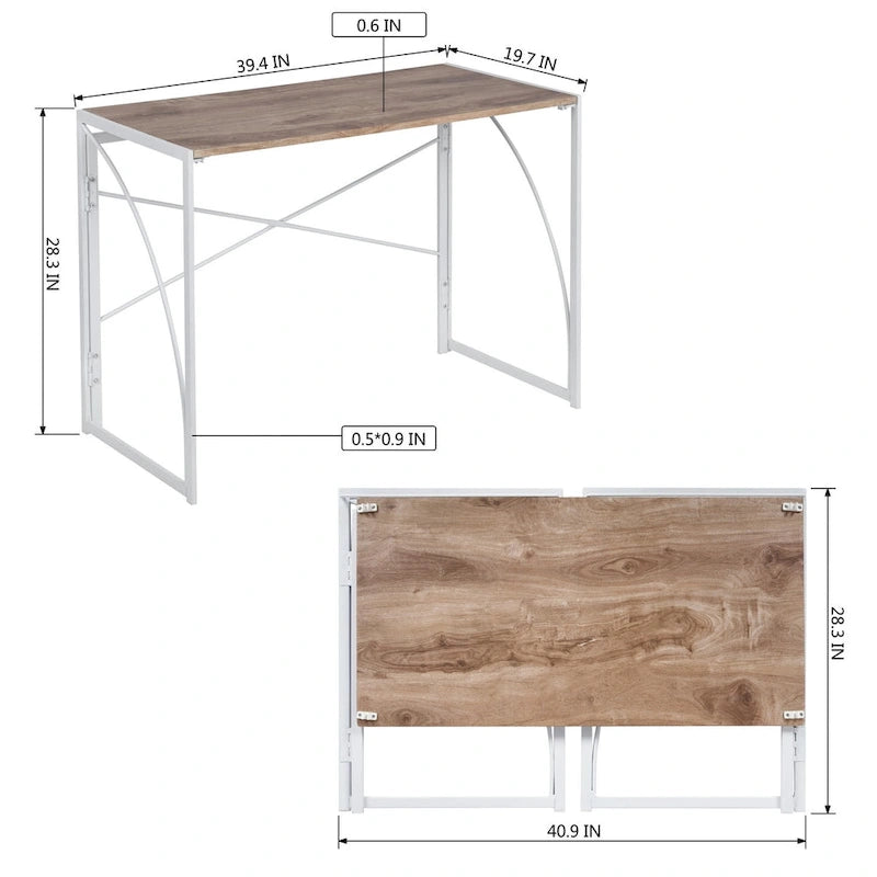 Bureau d'étude et d'écriture pliable simple, aucun assemblage requis – Table de bureau à domicile peu encombrante
