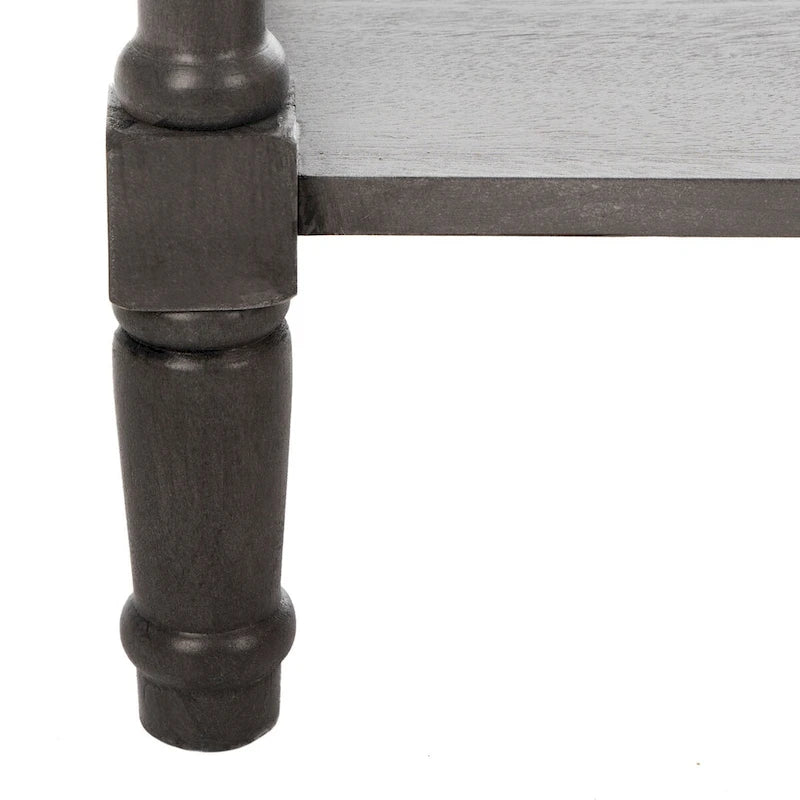 Console de style champêtre gris avec paniers en rotin et étagère de rangement, 114 cm de large