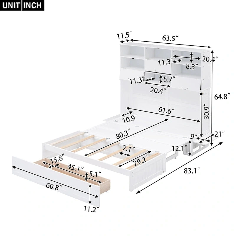 Lit escamotable mural Queen Size avec design rabattable peu encombrant pour petites chambres