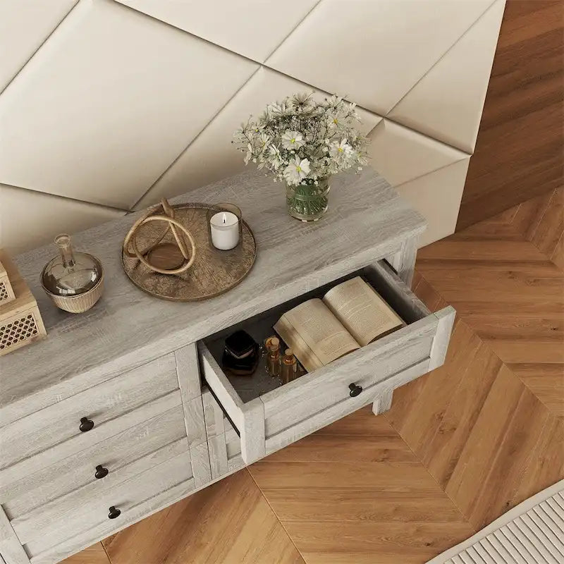 Commode en bois à 6 tiroirs – Armoire de chambre spacieuse avec rails de glissement lisses
