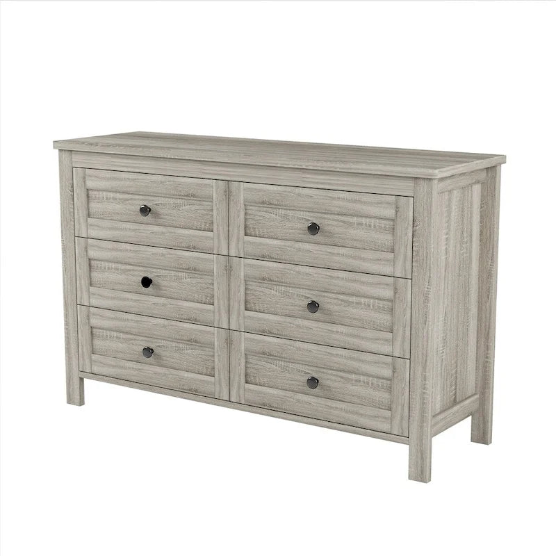 Commode en bois à 6 tiroirs – Armoire de chambre spacieuse avec rails de glissement lisses