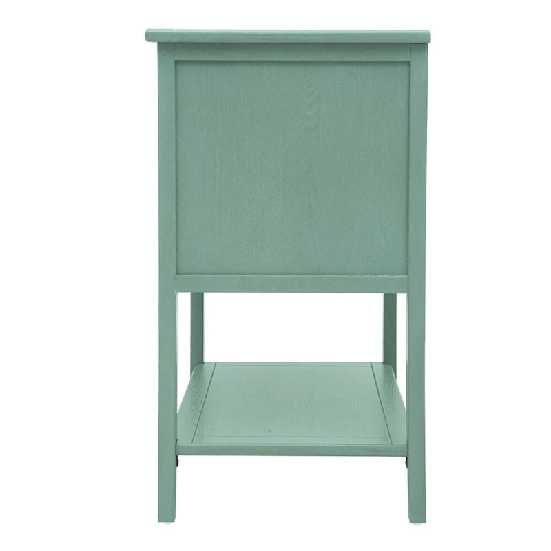 Table de chevet de style américain avec deux tiroirs de rangement – Table d'appoint de chambre à coucher avec finition grain de bois