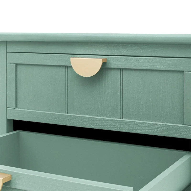 Table de chevet de style américain avec deux tiroirs de rangement – Table d'appoint de chambre à coucher avec finition grain de bois