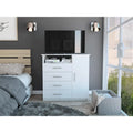Commode à 4 tiroirs, Armoire à porte unique, Une étagère ouverte, Plateau supérieur de qualité supérieure