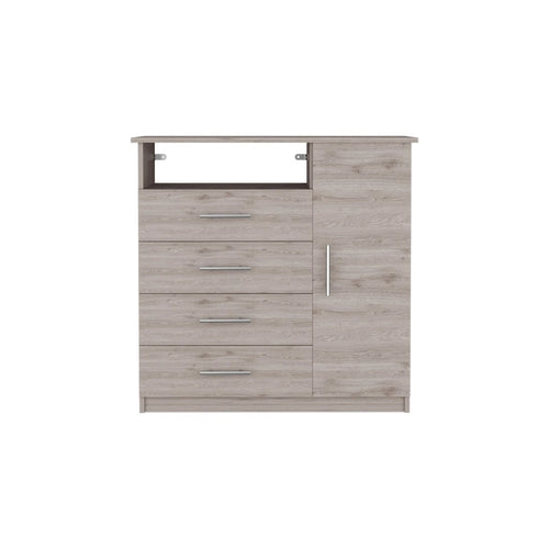 Commode à 4 tiroirs, Armoire à porte unique, Une étagère ouverte, Plateau supérieur de qualité supérieure
