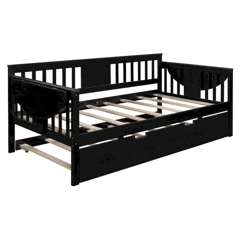 Lit de repos double en bois avec lit gigogne, canapé-lit pour chambre ou salon