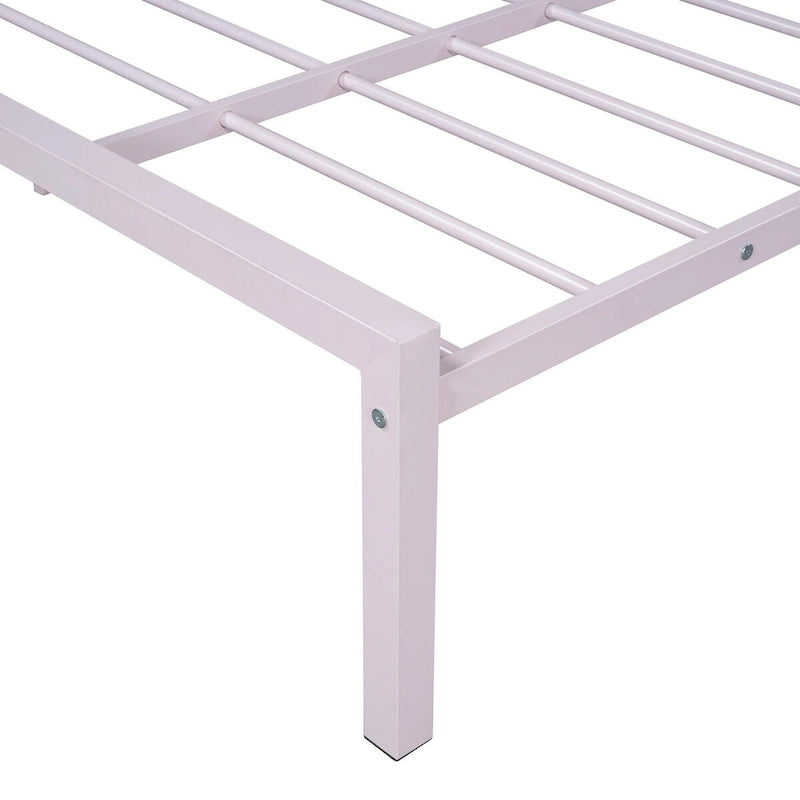 Lit plateforme en métal pleine grandeur avec lit gigogne double – Pas besoin de sommier, conception peu encombrante