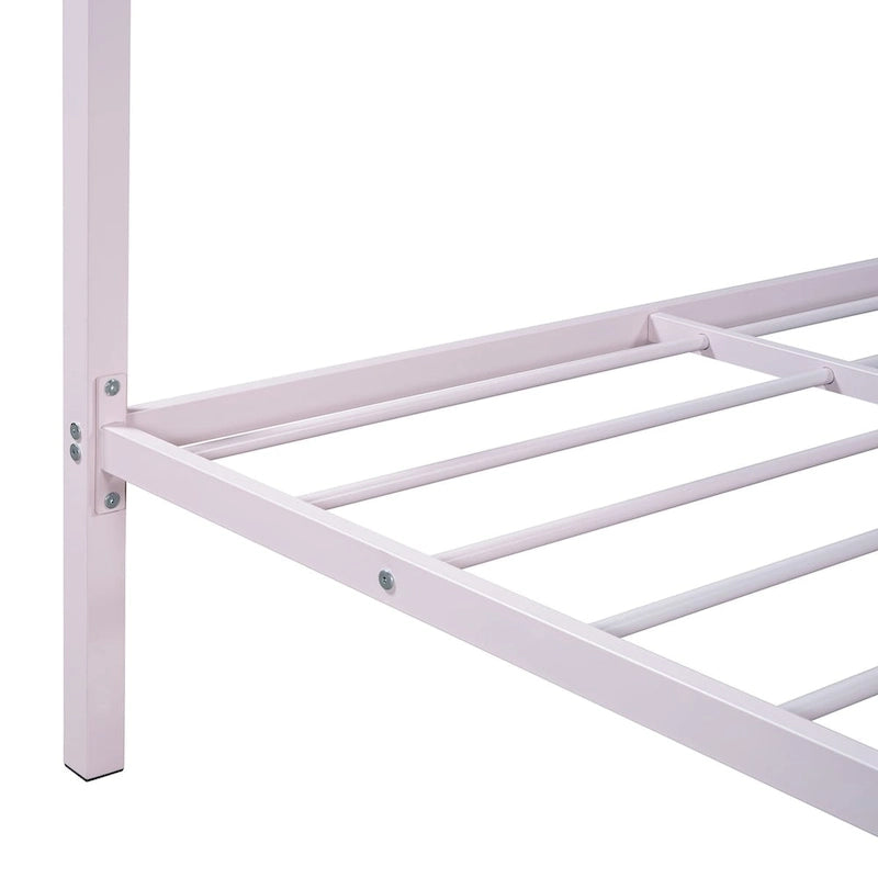 Lit plateforme en métal pleine grandeur avec lit gigogne double – Pas besoin de sommier, conception peu encombrante