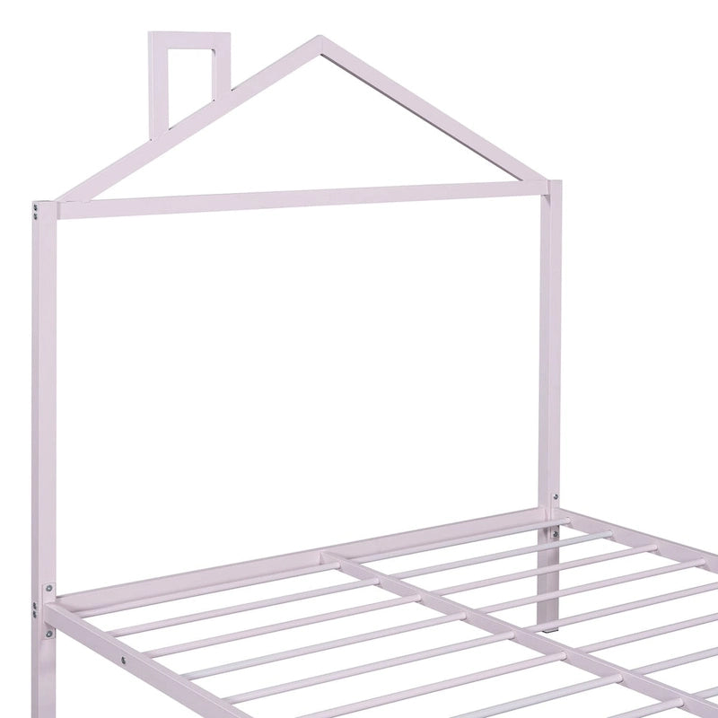 Lit plateforme en métal pleine grandeur avec lit gigogne double – Pas besoin de sommier, conception peu encombrante