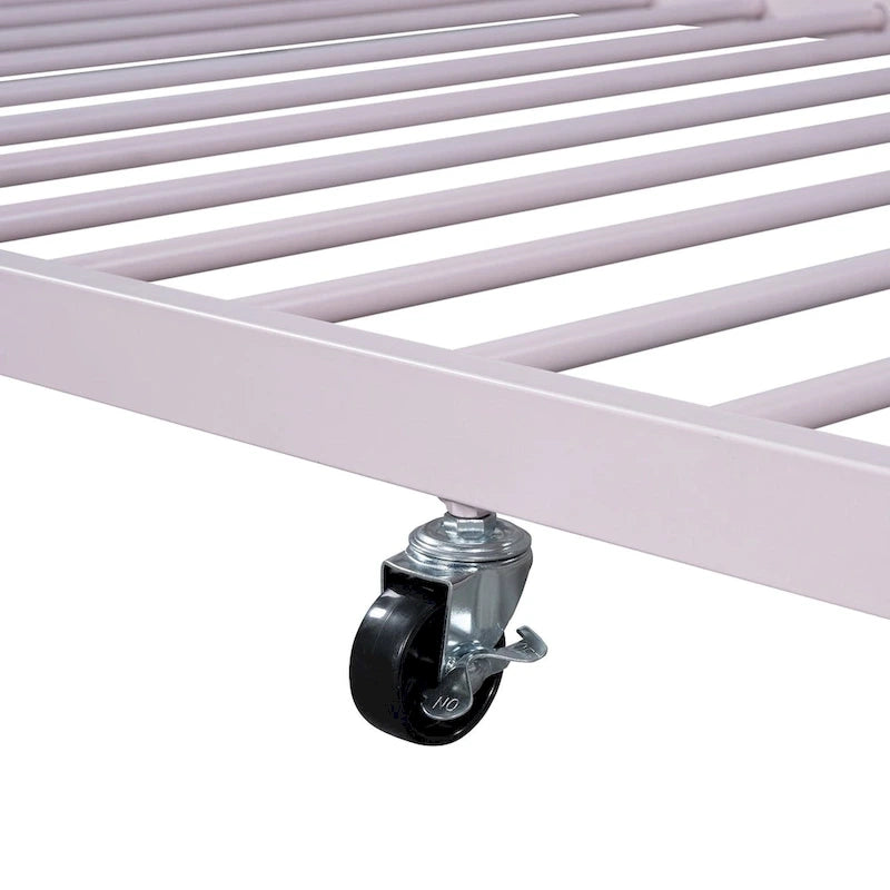 Lit plateforme en métal pleine grandeur avec lit gigogne double – Pas besoin de sommier, conception peu encombrante