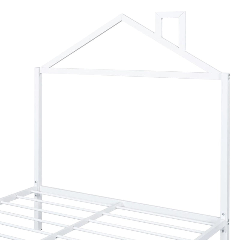 Lit plateforme en métal pleine grandeur avec lit gigogne double – Pas besoin de sommier, conception peu encombrante