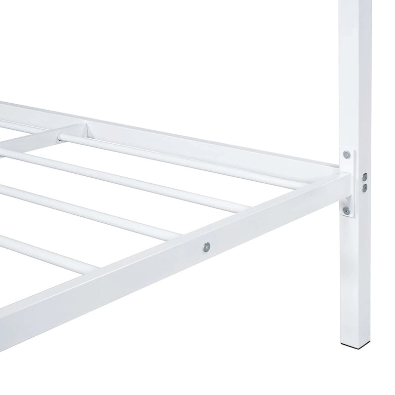 Lit plateforme en métal pleine grandeur avec lit gigogne double – Pas besoin de sommier, conception peu encombrante