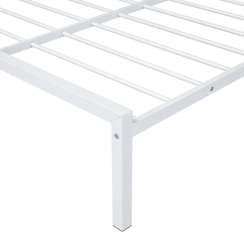 Lit plateforme en métal pleine grandeur avec lit gigogne double – Pas besoin de sommier, conception peu encombrante
