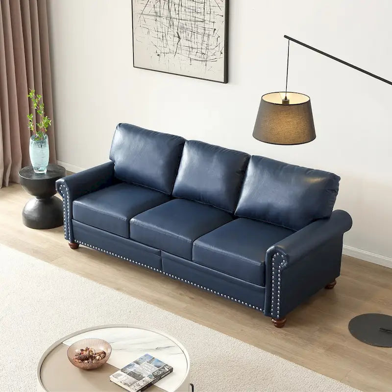 Canapé en similicuir à clous pour salon, bureau, appartement – style classique