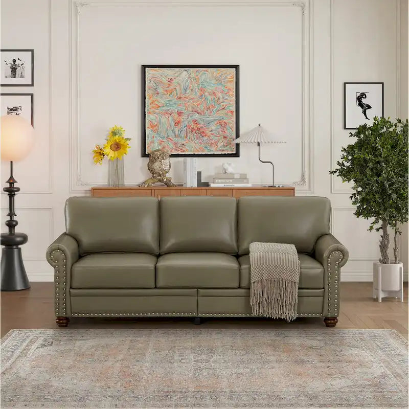 Canapé en similicuir à clous pour salon, bureau, appartement – style classique