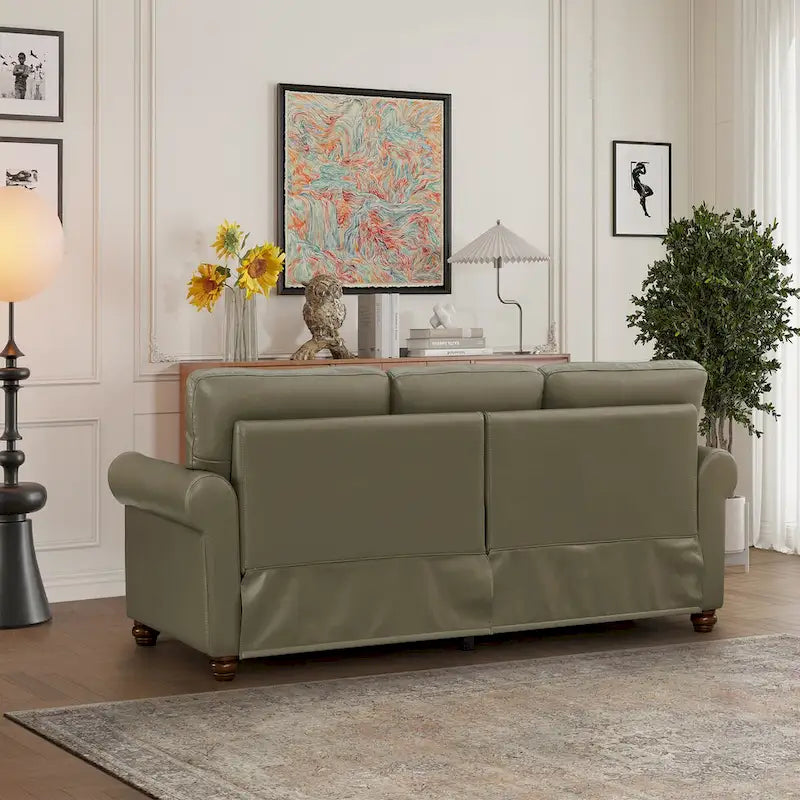 Canapé en similicuir à clous pour salon, bureau, appartement – style classique