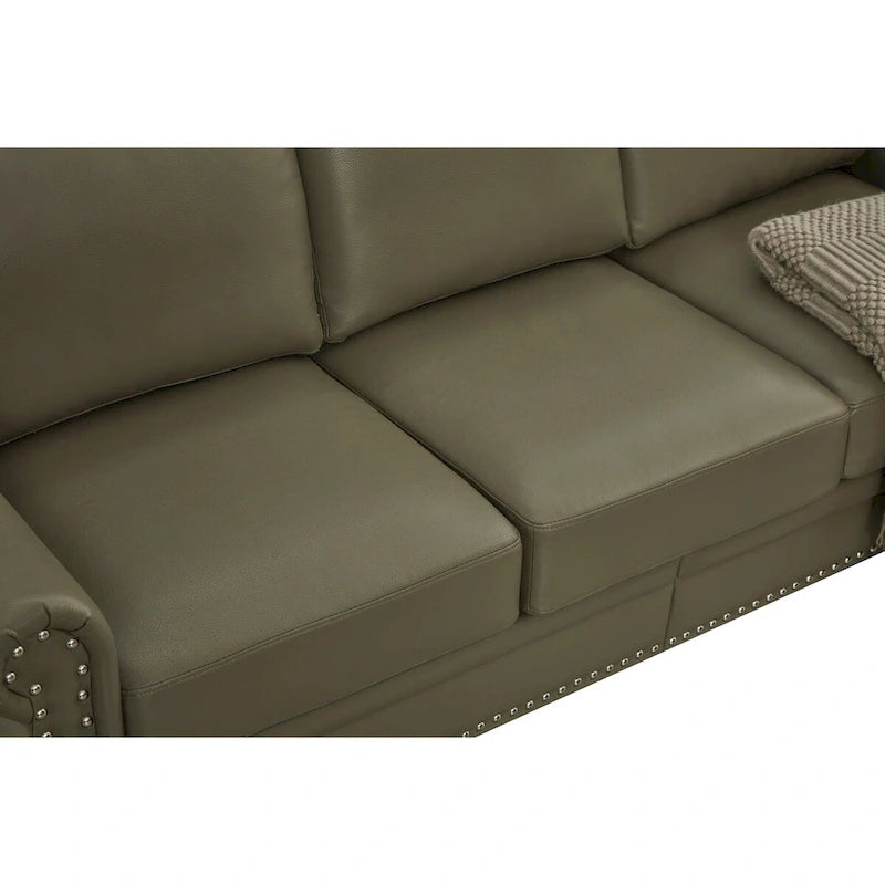 Canapé en similicuir à clous pour salon, bureau, appartement – style classique