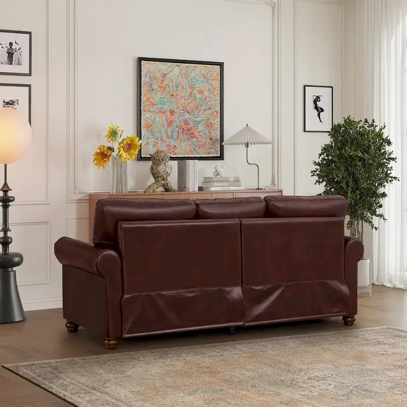 Canapé en similicuir à clous pour salon, bureau, appartement – style classique