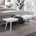 White Solid Wood Slatted Bench