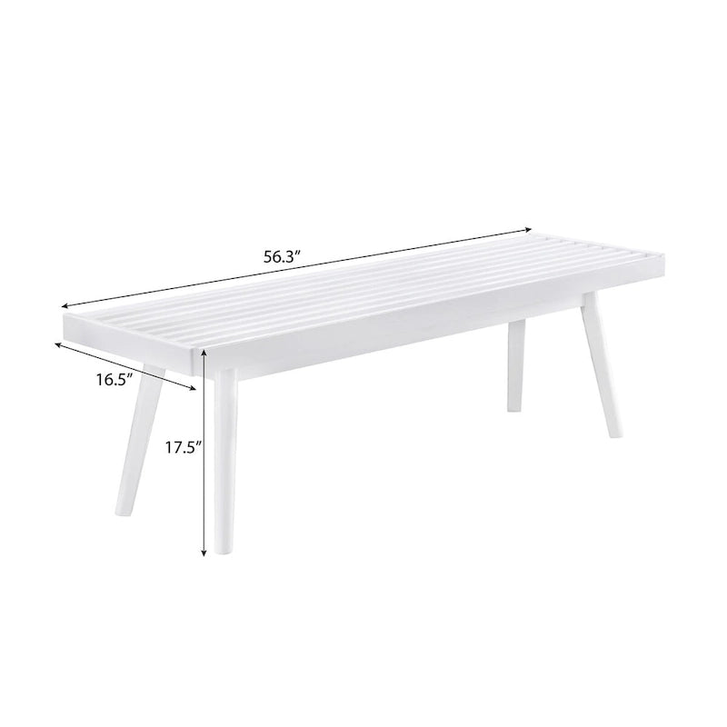 Banc à lattes en bois massif blanc – Siège d'appoint pour entrée avec finition naturelle