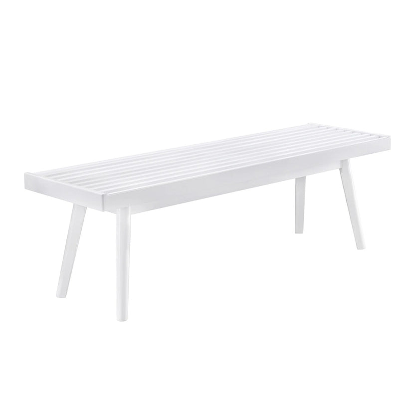 Banc à lattes en bois massif blanc – Siège d'appoint pour entrée avec finition naturelle