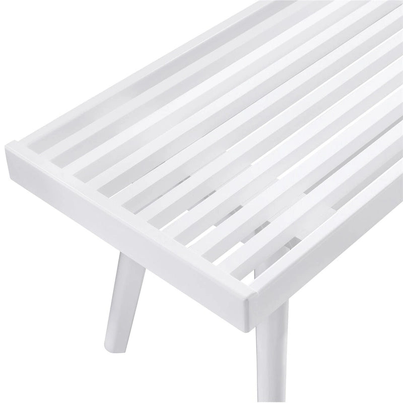 Banc à lattes en bois massif blanc – Siège d'appoint pour entrée avec finition naturelle