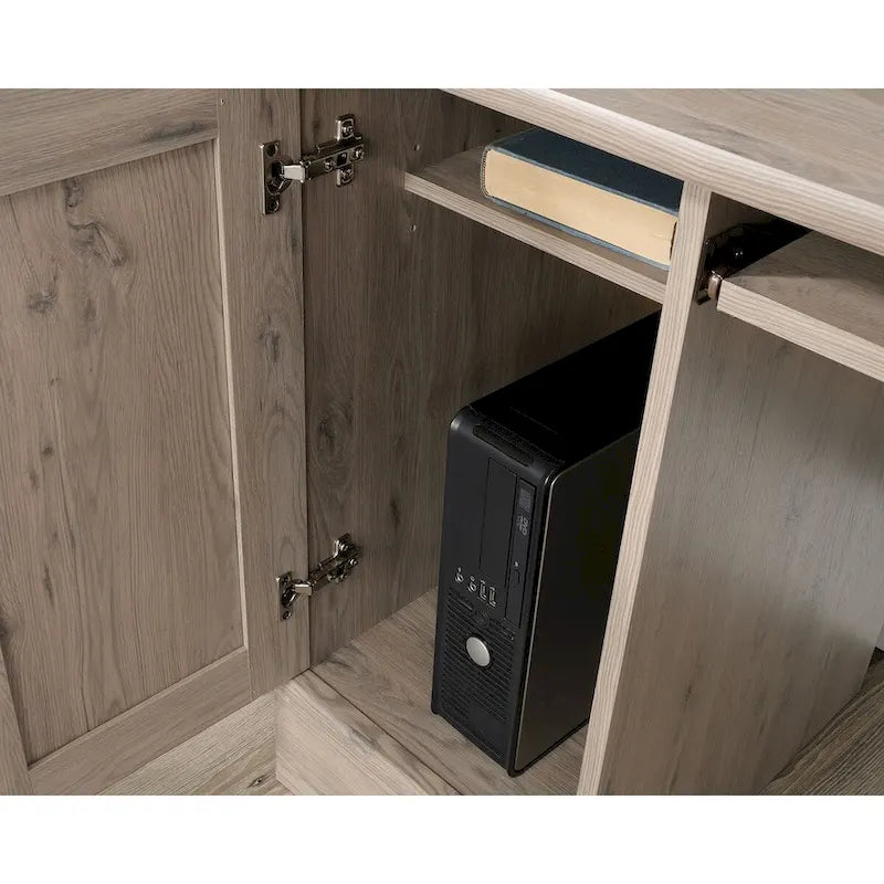 Bureau informatique moderne avec étagère de rangement, table d'étude pour petits espaces