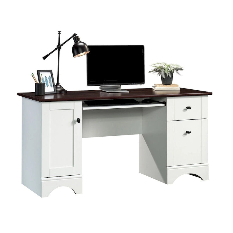 Bureau informatique moderne avec étagère de rangement, table d'étude pour petits espaces