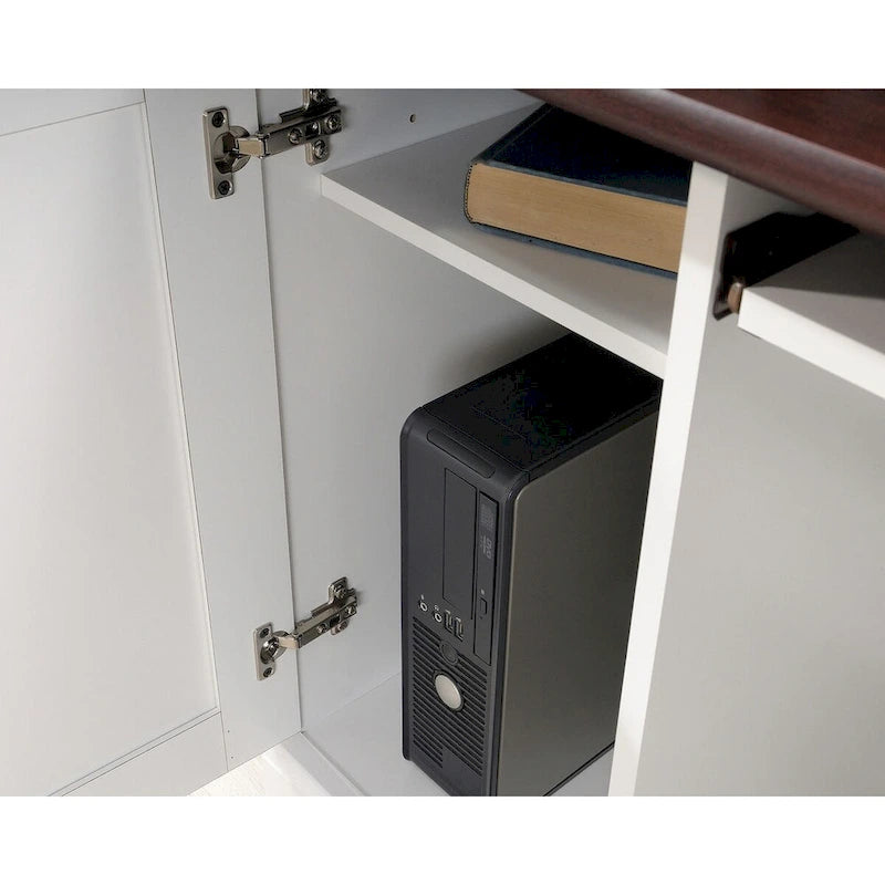Bureau informatique moderne avec étagère de rangement, table d'étude pour petits espaces