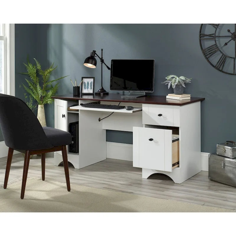 Bureau informatique moderne avec étagère de rangement, table d'étude pour petits espaces