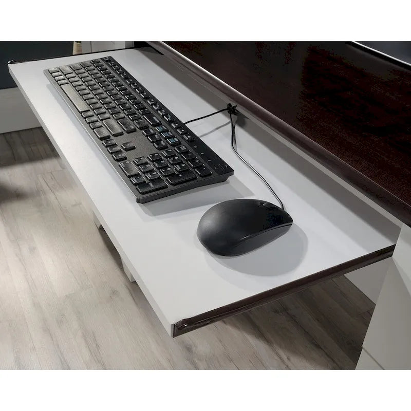Bureau informatique moderne avec étagère de rangement, table d'étude pour petits espaces
