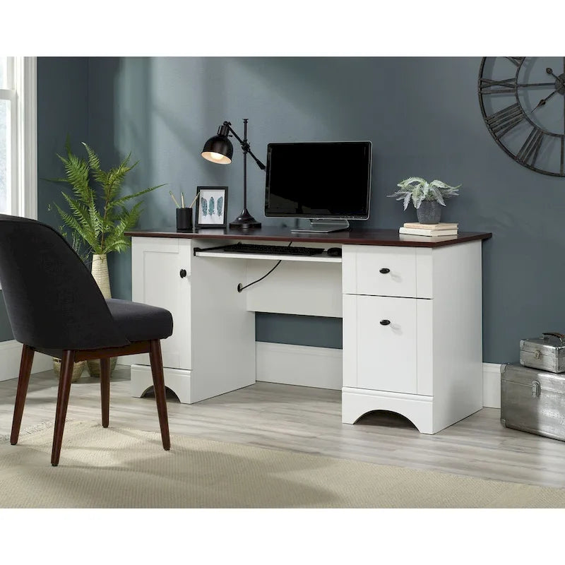 Bureau informatique moderne avec étagère de rangement, table d'étude pour petits espaces